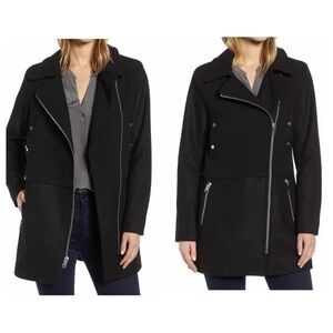 Marc New York Melton Wool Blend Black Zip Jacket Coat